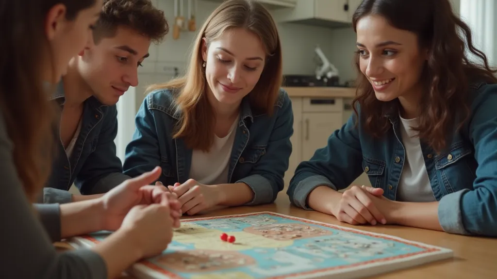 People playing an abstract board game