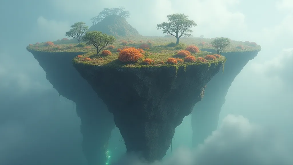 Floating island in a fantastical setting
