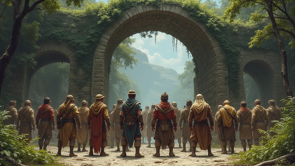 Adventurers exploring ancient ruins