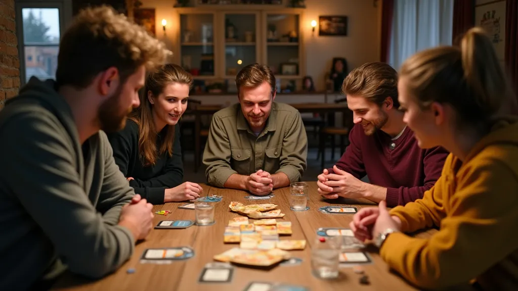 Friends playing cooperative board game