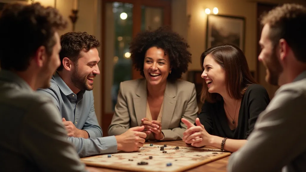 Friends playing board game