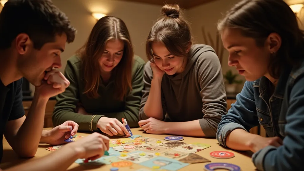 Friends playing a legacy game with visible markings.