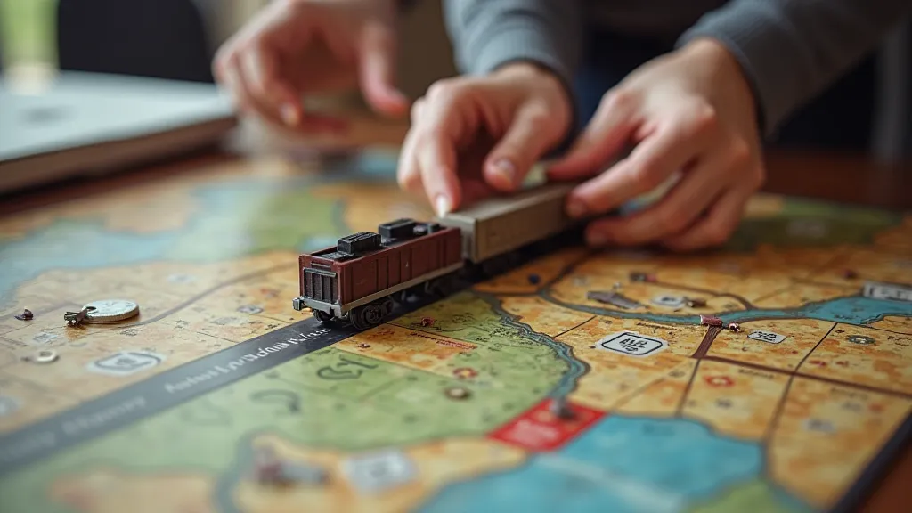 Hands claiming a route in Ticket to Ride